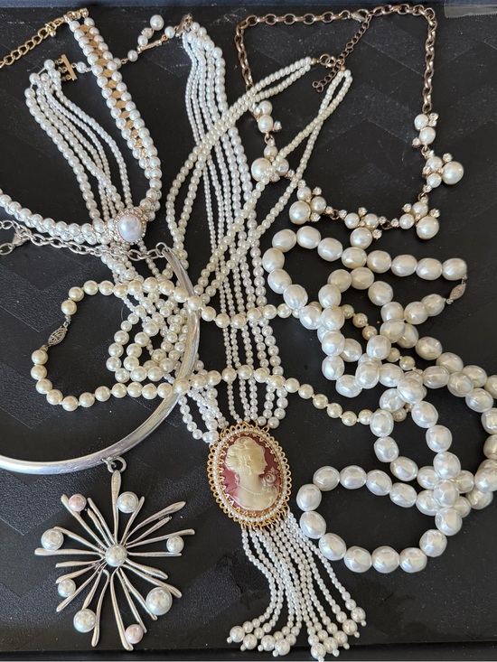 Jewelry - Vintage-Inspired White Pearl Multi-Strand Cameo Necklace & more